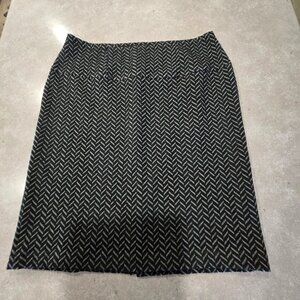 JESSICA Women's Black/Grey Chevron Print Pull On Straight Skirt - Size 14